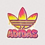 استیکر آدیداس با رنگ زرد صورتی