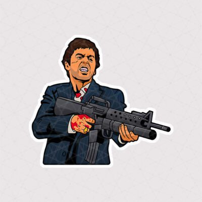 استیکر تونی مونتانا همراه با اسلحه