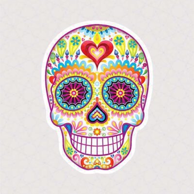 استیکر جمجمه قند رنگارنگ
