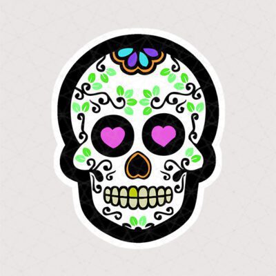 استیکر جمجمه طرح چشم قلبی