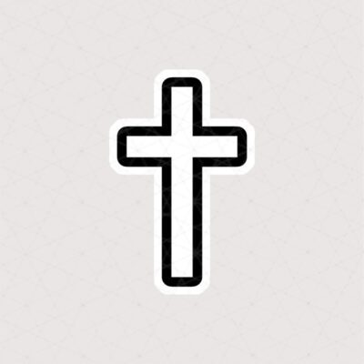 استیکر صلیب ساده سفید و سیاه