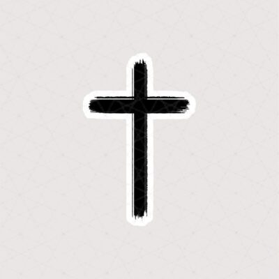 استیکر صلیب طرح ضربه قلم