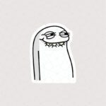 استیکر ادمک خطی مسخره همراه با دندون های زرد