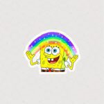 استیکر باب اسفنجی طرح رنگین کمان