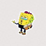 استیکر باب اسفنجی در حال عشق و حال