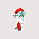 استیکر اختاپوس ناراحت با لباس بابا نويل