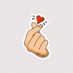 استیکر قلب کره ای به شکل دست ، دست به شکل قلب ، قلب انگشتی