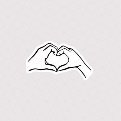 استیکر قلب دستی طرح سیاه سفید