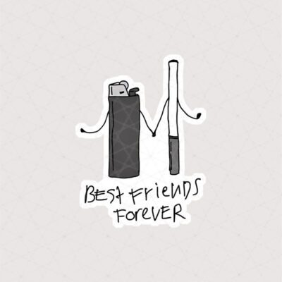 استیکر سیگار و فندک همراه با متن Best Friends For Ever