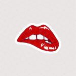 استیکر لب گاز گرفته شده قرمز