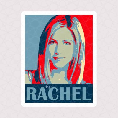 استیکر Rachel Green با ترکیب رنگی آبی و قرمز