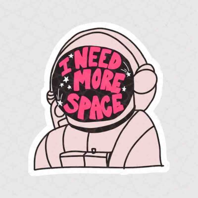 استیکر فضانورد طرح I need more space به رنگ صورتی