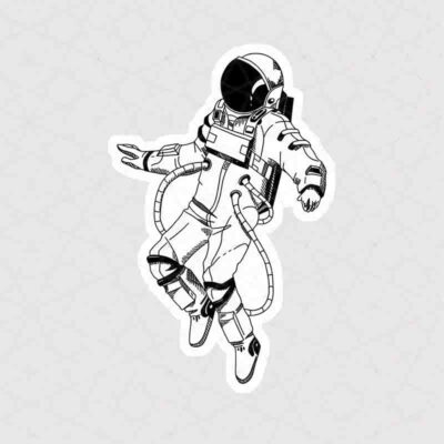 استیکر فضانورد معلق در فضا طرح سیاه و سفید