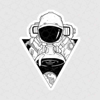 استیکر فضانورد سیاه و سفید طرح مثلثی