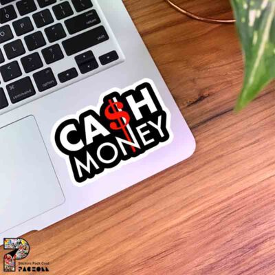 استیکر متن CASH MONEY همراه با علامت دلار به رنگ قرمز