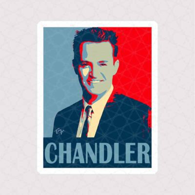 استیکر Chandler Bing با ترکیب رنگی آبی و قرمز