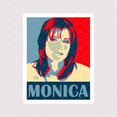 استیکر Monica Geller به رنگ آبی قرمز