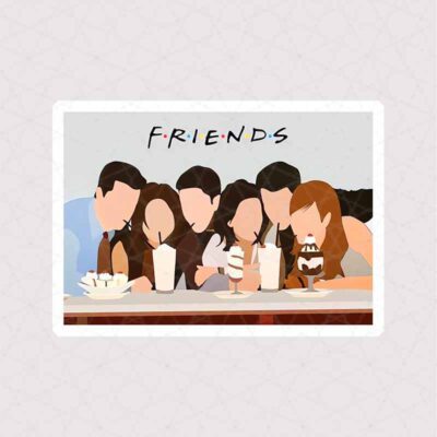 استیکر فرندز طرح مستطیل به شکل گرافیکی از سریال Friends