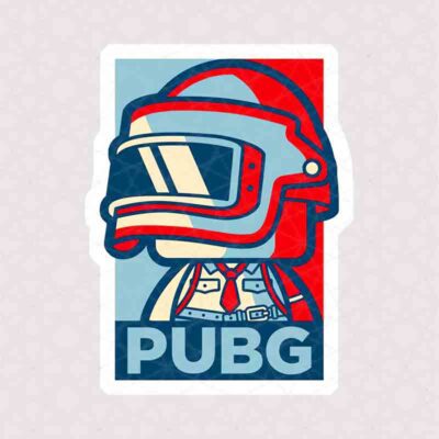 استیکر بازی PUBG طرح مستطیل با ترکیب رنگی آبی و قرمز