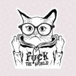استیکر گربه طرح Fu-ck The World