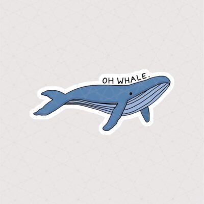 استیکر نهنگ آبی طرح OH WHALE