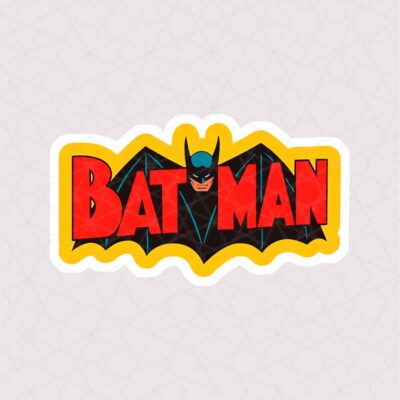 استیکر Batman با پس زمینه نارنجی و متن قرمز