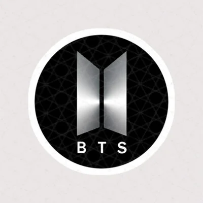 استیکر لوگو دایره BTS سیاه سفید