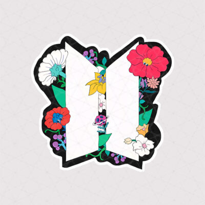 استیکر لوگو BTS همراه با گل