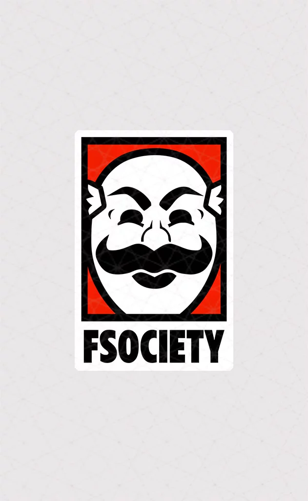 11026 Asli Programming استیکر برنامه نویسی استیکر FSOCIETY پس زمینه قرمز