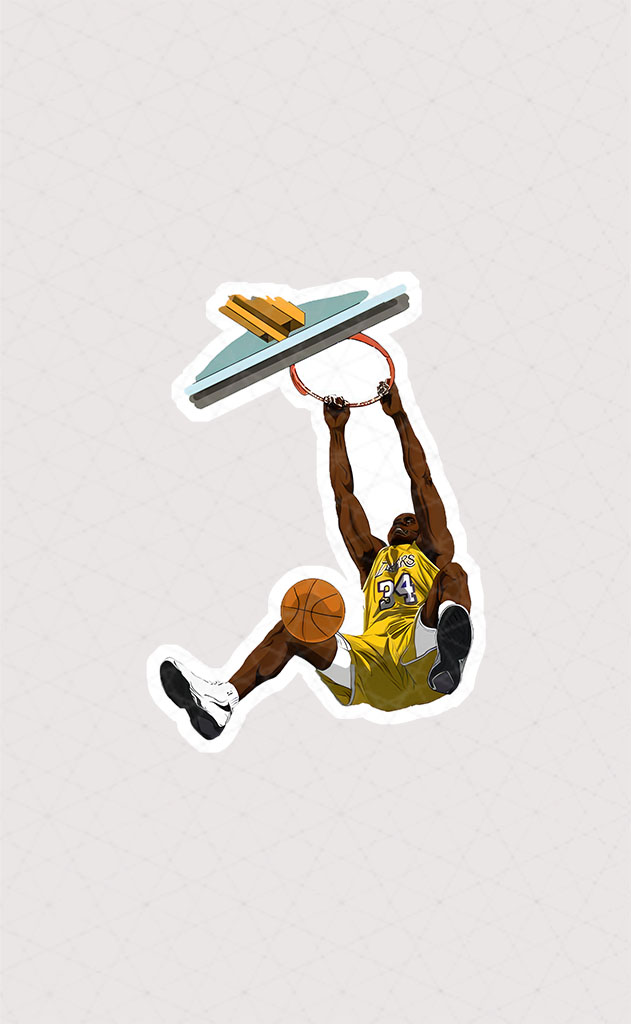 استیکر کوبی برایانت آویزان از حلقه بسکتبال
