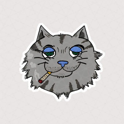 استیکر گربه سیگاری
