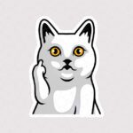 استیکر گربه سفید طرح فاک