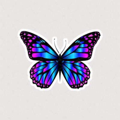 استیکر پروانه زیبا و جذاب ترکیب رنگی آبی بنفش