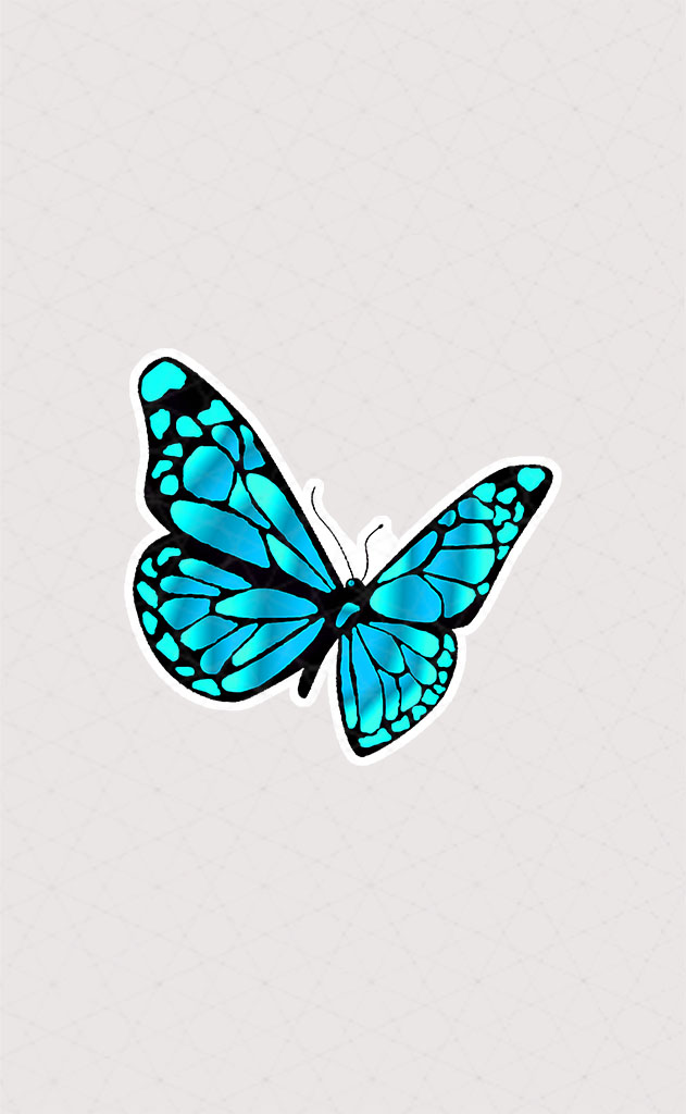 استیکر پروانه در حال پرواز به رنگ آبی