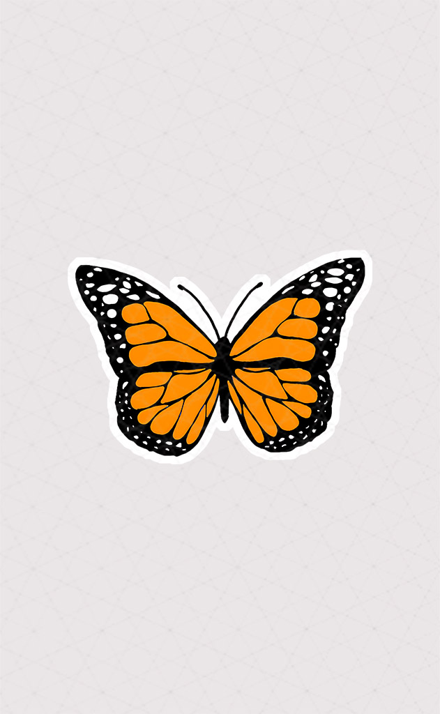 استیکر پروانه با بال های نارنجی