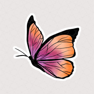 استیکر پروانه به رنگ نارنجی صورتی