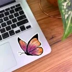 استیکر پروانه به رنگ نارنجی صورتی