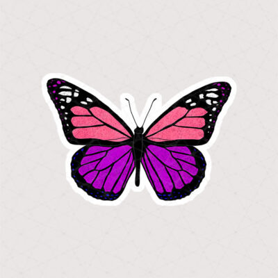 استیکر پروانه با ترکیب رنگی صورتی و بنفش
