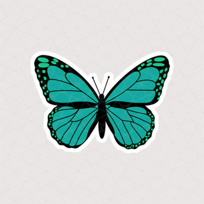 استیکر پروانه با بال های سبز