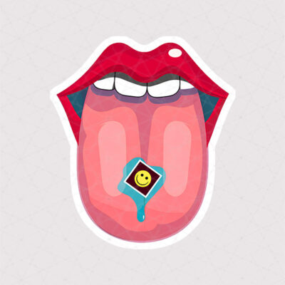 استیکر اسید بر روی زبان