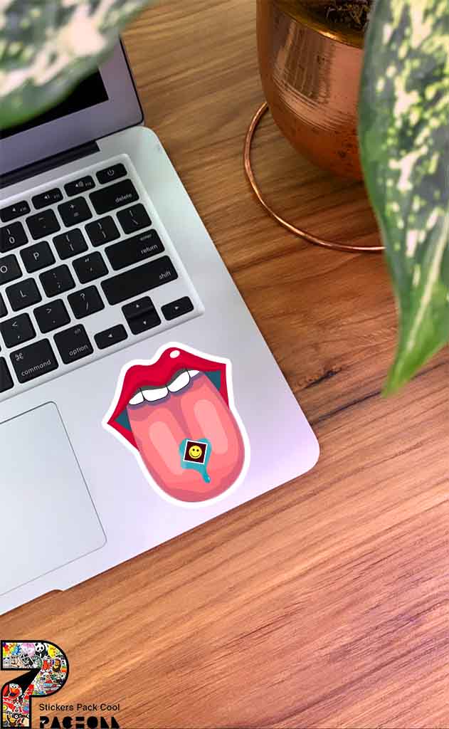 استیکر LSD بر روی زبان برای لپ تاپ