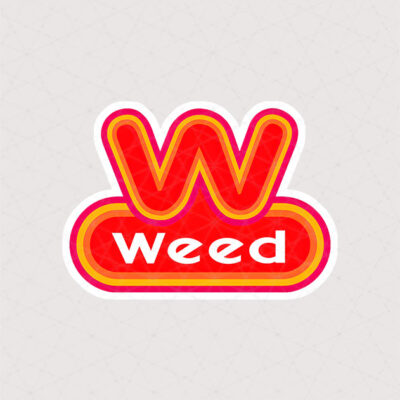 استیکر Weed طرح قرمز که تشکیل شده از حرف W و Weed است