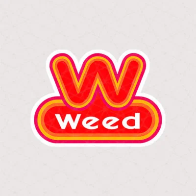 استیکر Weed طرح قرمز که تشکیل شده از حرف W و Weed است