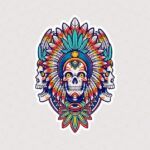 استیکر سرخ پوستی به شکل اسکلت