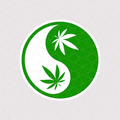 استیکر Yin and yang طرح ماریجوانا