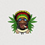 استیکر مرد سیاه پوست در حال کشیدن علف