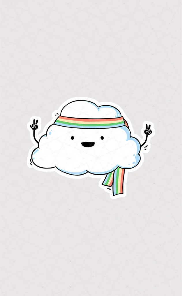 8167 Asli Cloud استیکر ابر استیکر ابر و باندانا رنگین کمانی