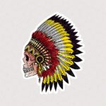 استیکر لپتاپ تاج سر سرخ پوستی طرح اسکلت
