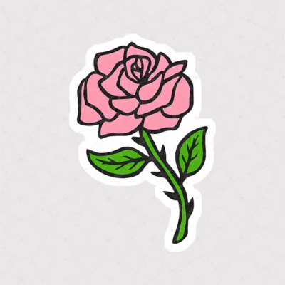استیکر لپتاپ گل رز صورتی