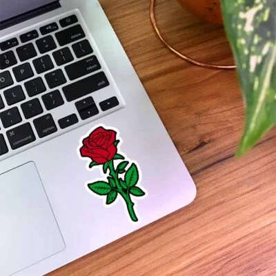 استیکر لپتاپ نقاشی گل رز